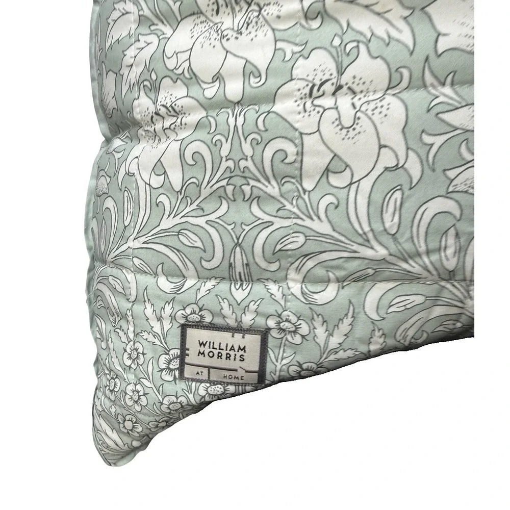 William Morris At Home Garden Tonal Seafoam 24x24 Throw Pillow Floral Cotton